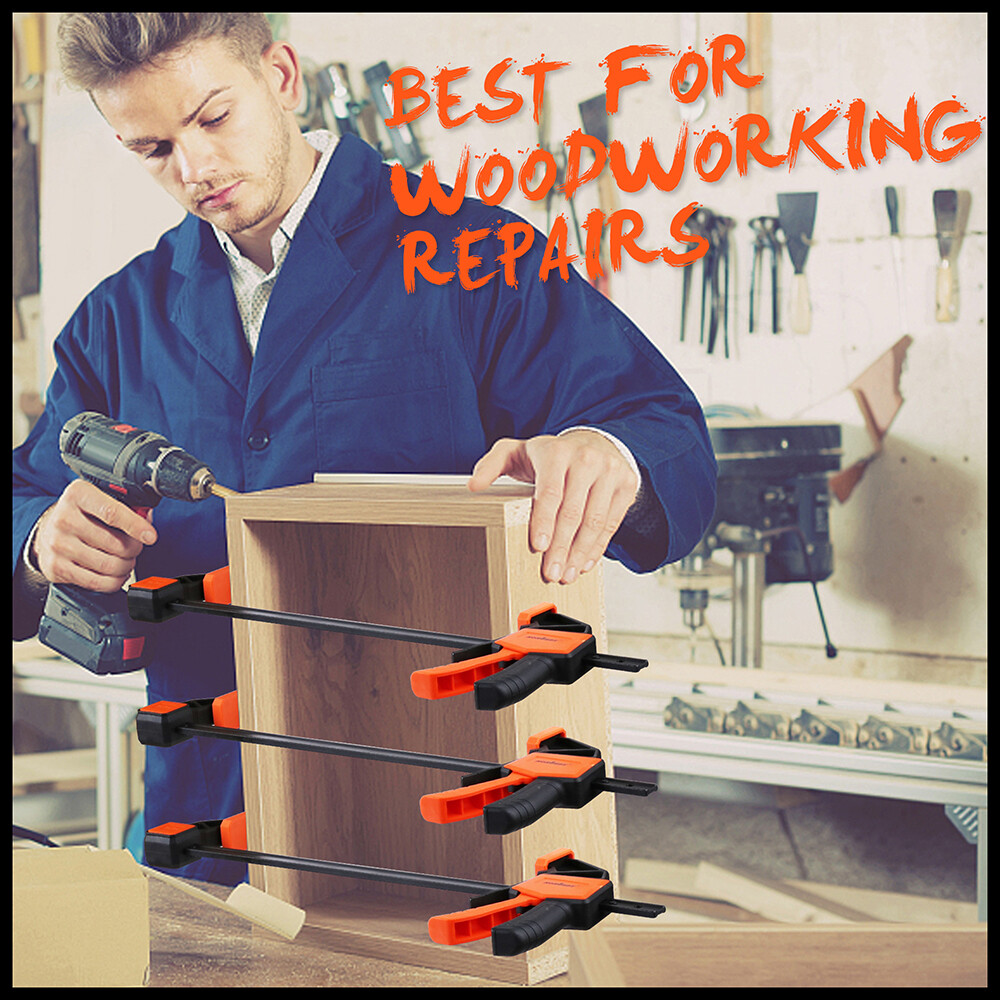 HORUSDY 8-Pack Bar Clamps for Woodworking 12″ and 6″ F Clamp 150 LBS Load Limit