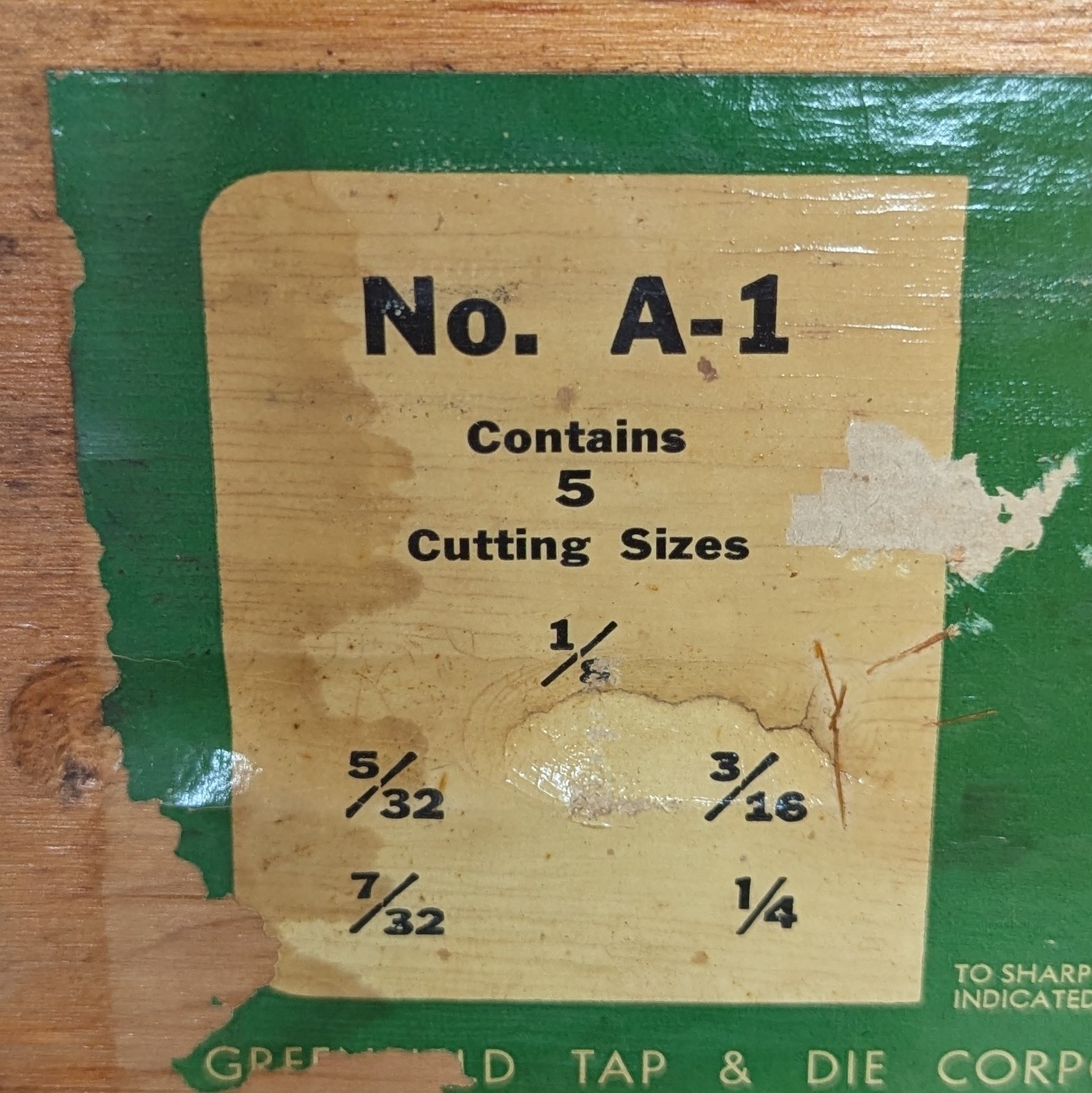 WW2 VTG Greenfield Tap & Die Little Giant Set No. A-1 w 5 Sizes Read Description