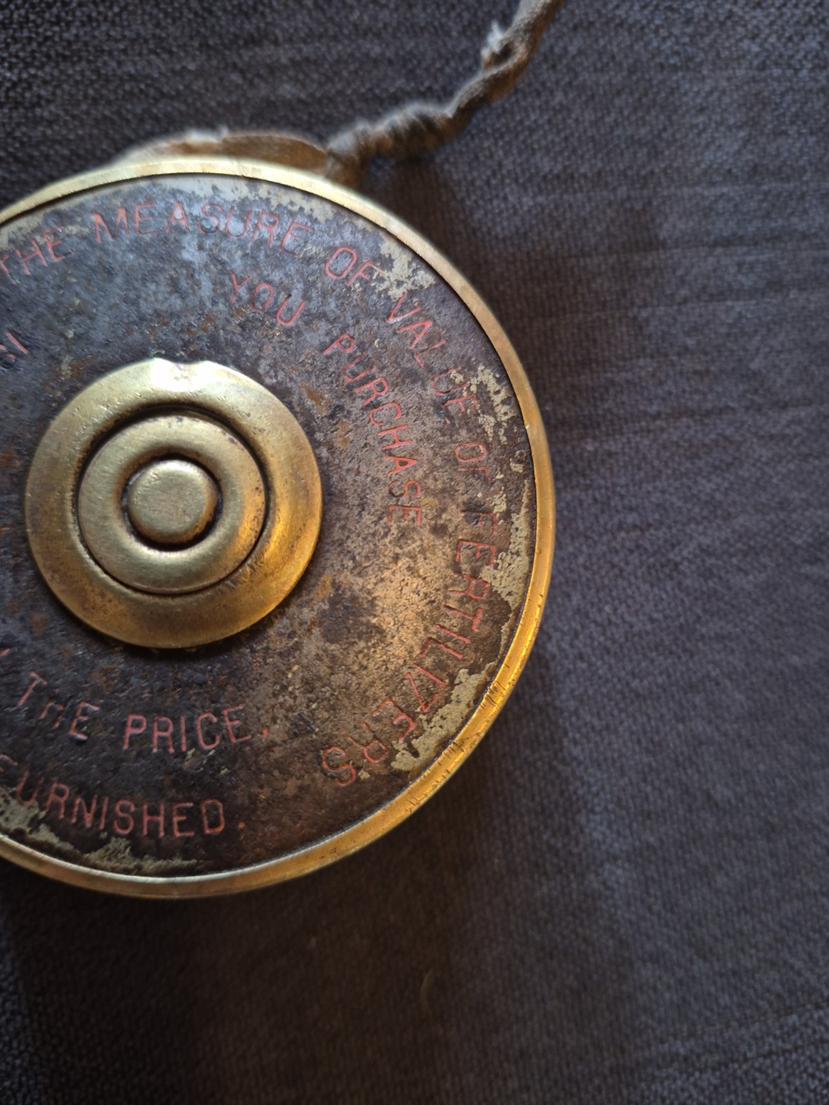 Vintage Brass Tape Measure With Virginia Carolina Chemical Co. Charleston,SC