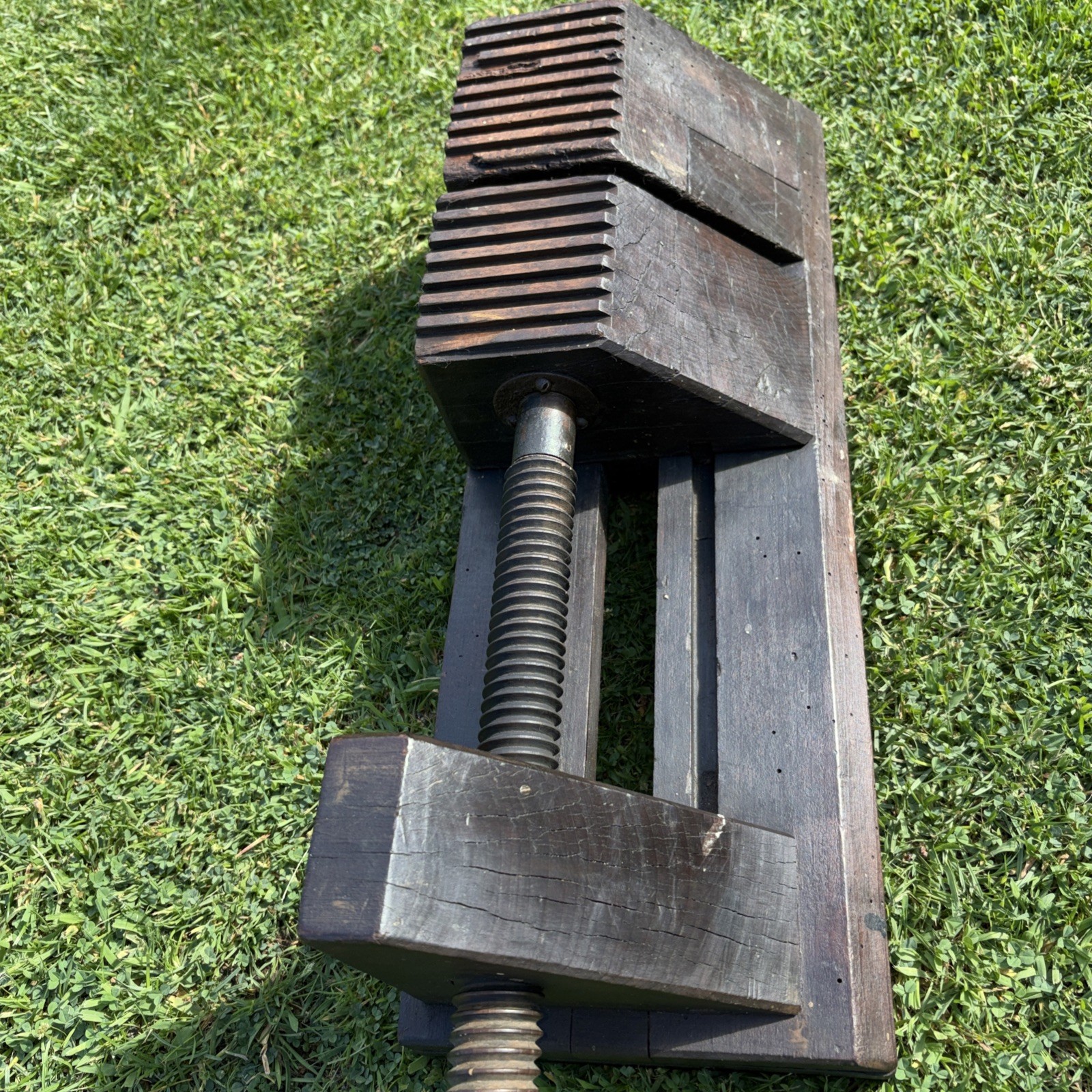 Antique Large Wooden vice mitre clamp Victorian mostly oak 7kg