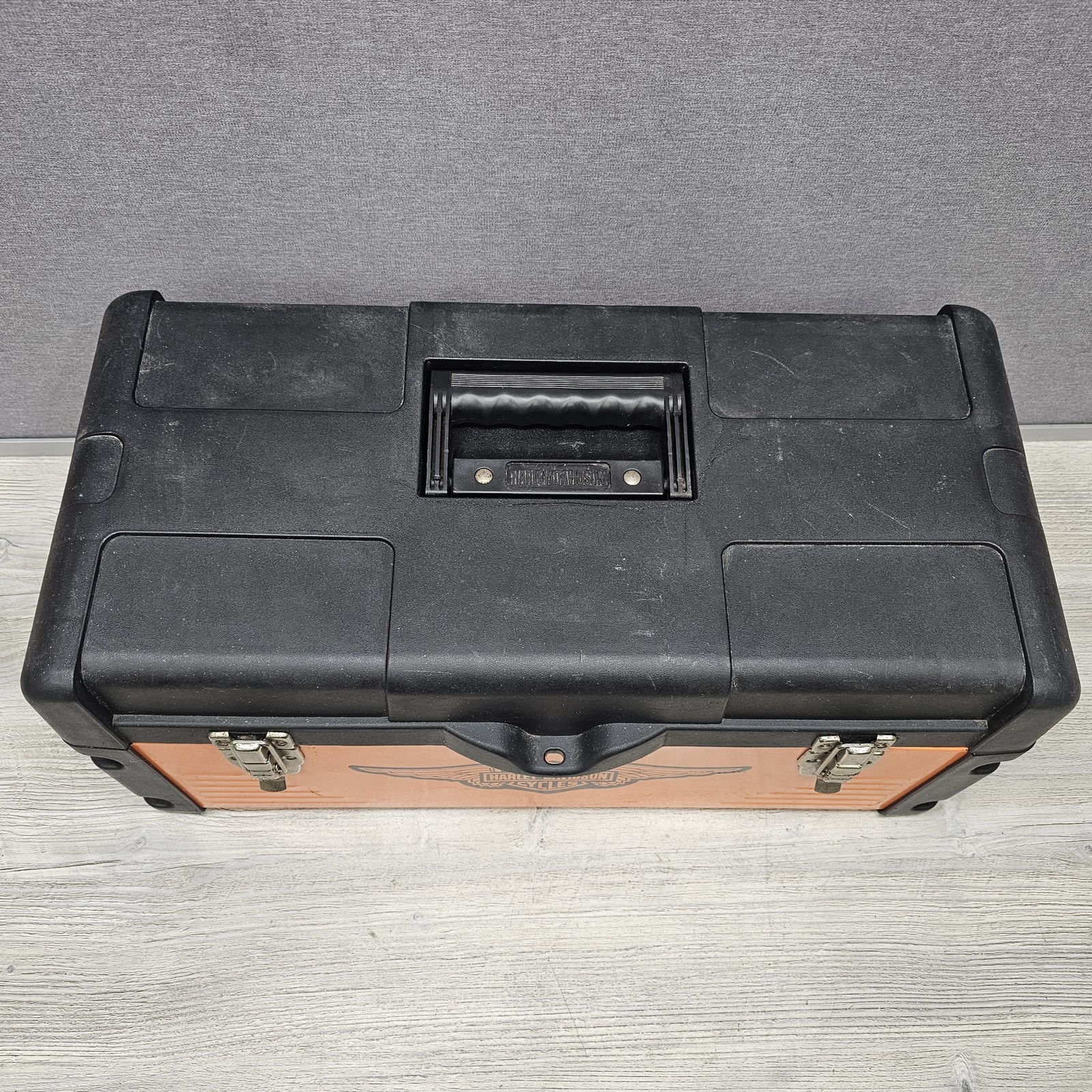Harley-Davidson Motorcycle Orange & Black Plastic/Metal Tool Box Chest HDDX-22