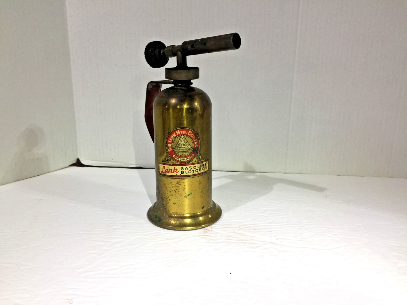 Vintage 1940’s/50’s Lenk Mfg Co Mini Brass Gasoline Blow Torch, Boston Mass.!