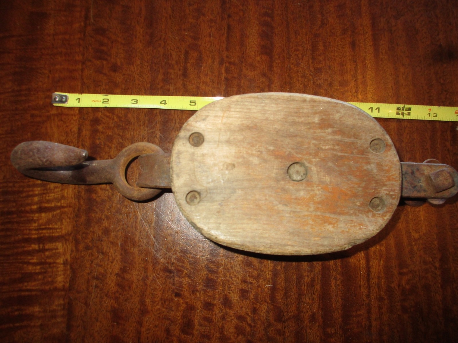 VINTAGE Wooden ANVIL Brand WESTERN BLOCK CO. Single Pulley Block & Tackle (TS)