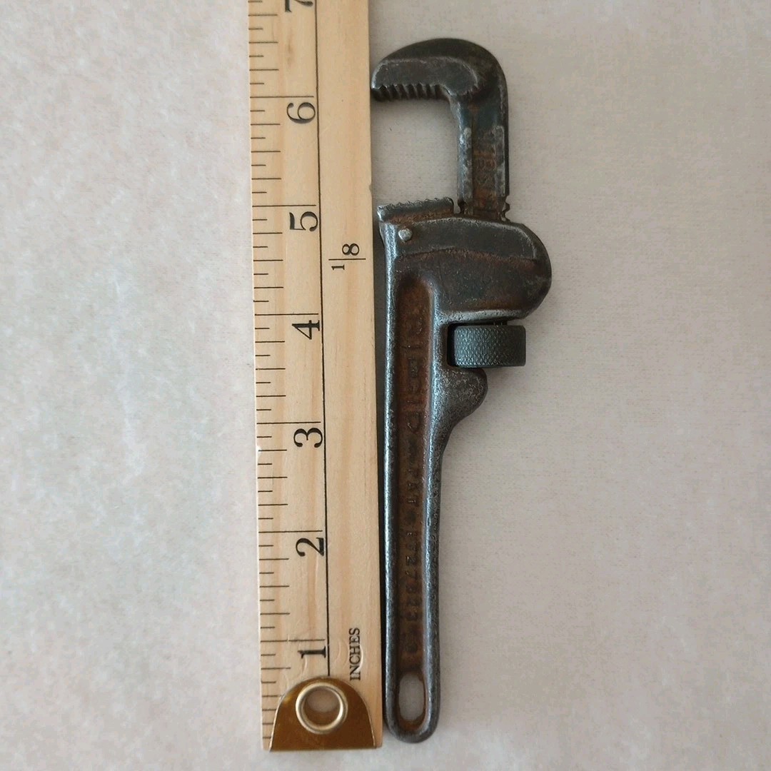Vintage USA Ridgid Small Pipe Monkey Wrench Serrated Jaw Small Adjustable Ridged