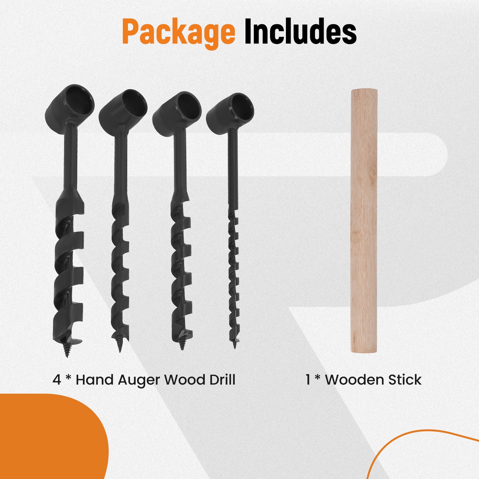 4 Pcs Hand Auger Wood Drill Bushcraft Gear Survival Tools for Saw Horses Camping