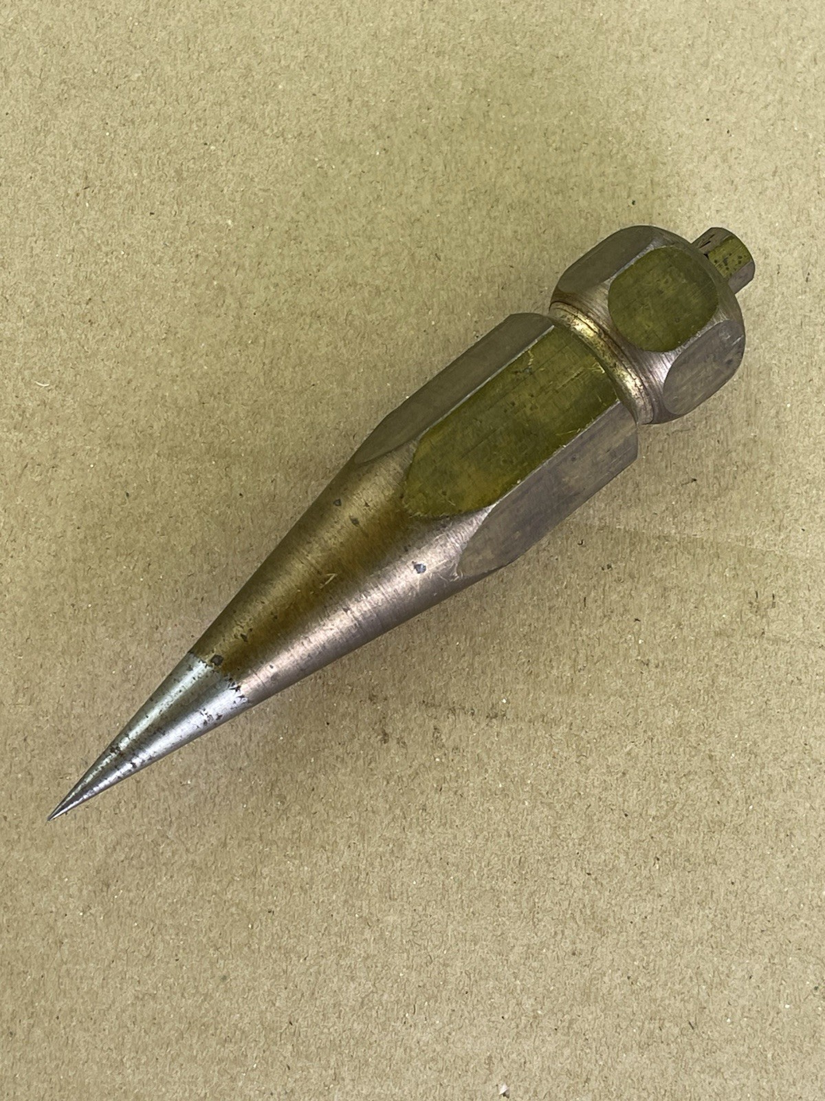 Vintage Solid Brass 16 oz Plumb Bob with Undamaged Steel Tip & Top Screw – EUC