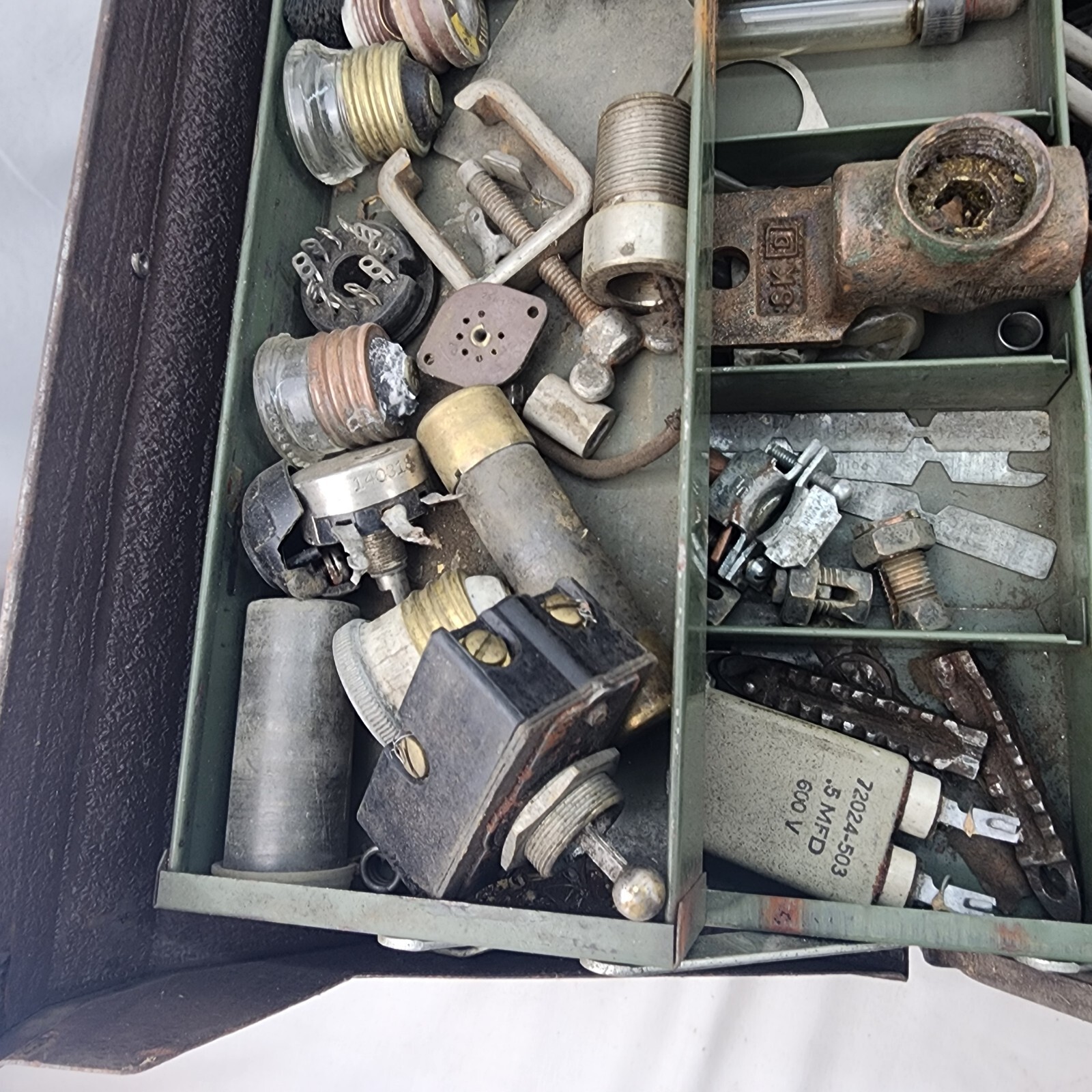 Vtg Kennedy Kits Cantilever Tackle Tool Box With Electricians Stash Lot HEAVY
