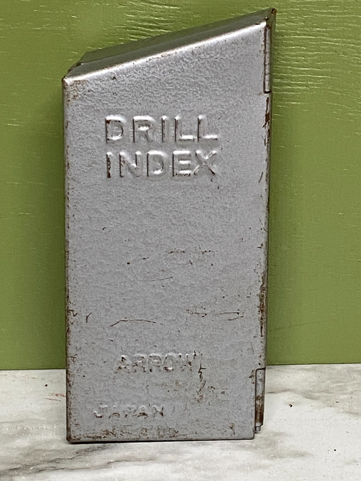Vintage Drill Index by ARROW Japan Metal Box with variety of bits/Incomplete Set