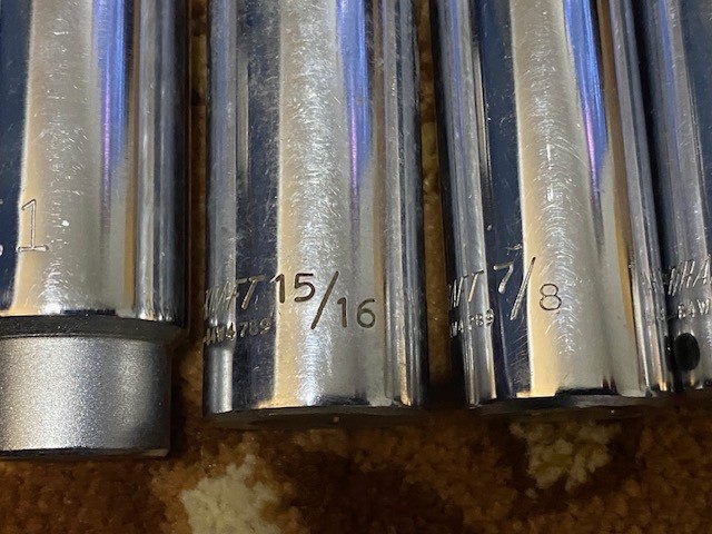 Lot of 20 Powr-Kraft 1/2″ & 3/8″ Dr 12 Pt Deep Well Sockets & Extensions
