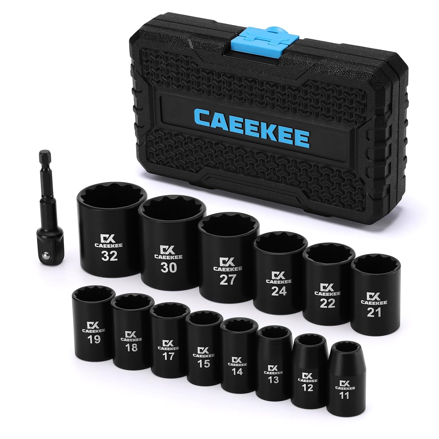 1/2″ Drive Cr-V 15PC Metric Impact Socket Set 12pt Shallow 11mm-32mm Point