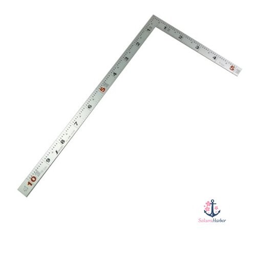 NEW Shinwa Sokutei Flat Square Ruler Silver 1 shaku/30cm Dual Scale 10048