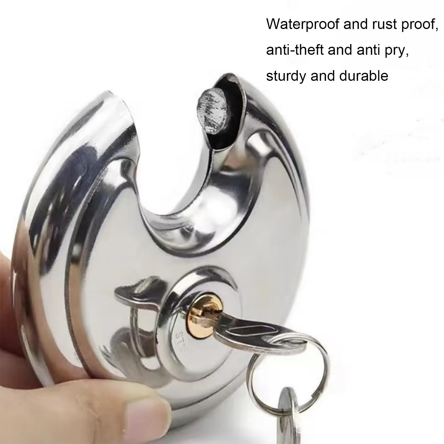 Disc Locks, Heavy Duty Steel Keyed Padlock Disc Storage Locks, Stainless Stee…