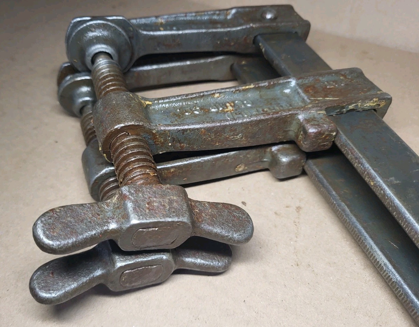 Early ANTIQUE BAR CLAMPS Set HEAVY DUTY TOOLS • HARTFORD 16″ ☆ USA