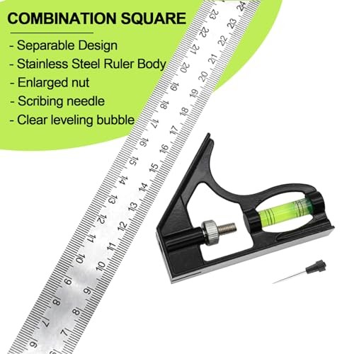 12″ Metric Combination Square Ruler for Electricians and Carpenters 45-90