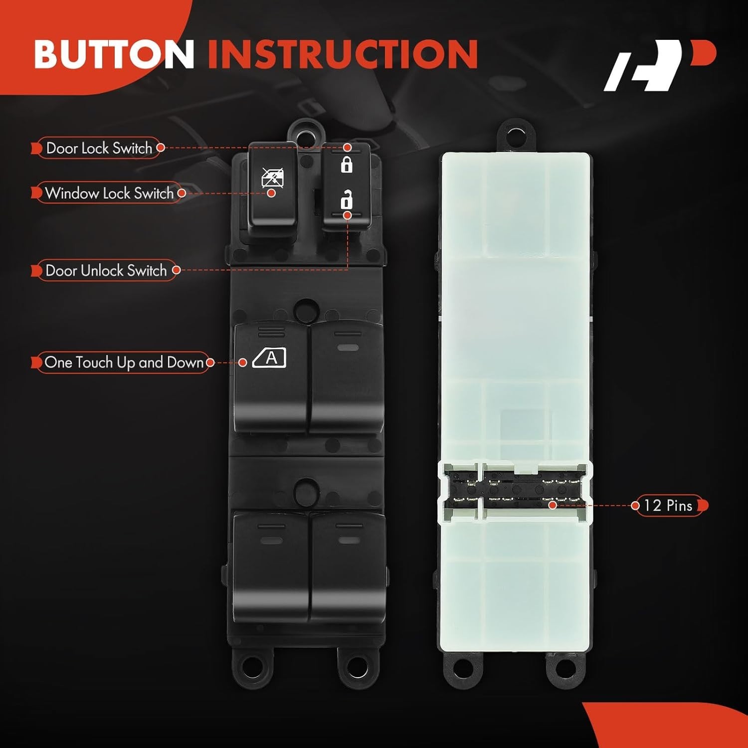 Front Driver Side Master Power Window Switch Compatible with Nissan Sentra