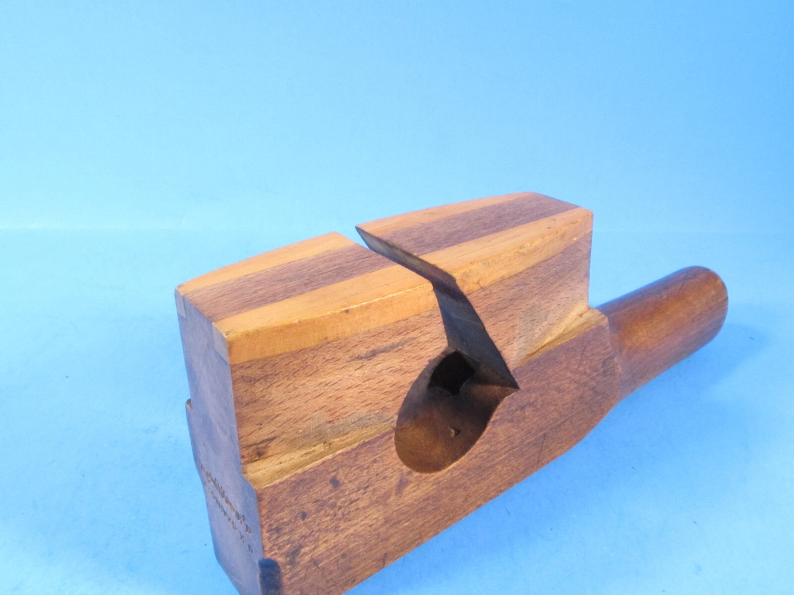 unusual double boxed coachmakers curved & tailed wood rabbet molding plane