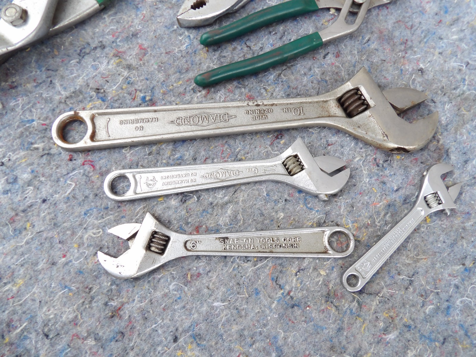 Lot of 7 Diamond Tool, Duluth, Diamalloy USA, Blue Point wrench snips pliers