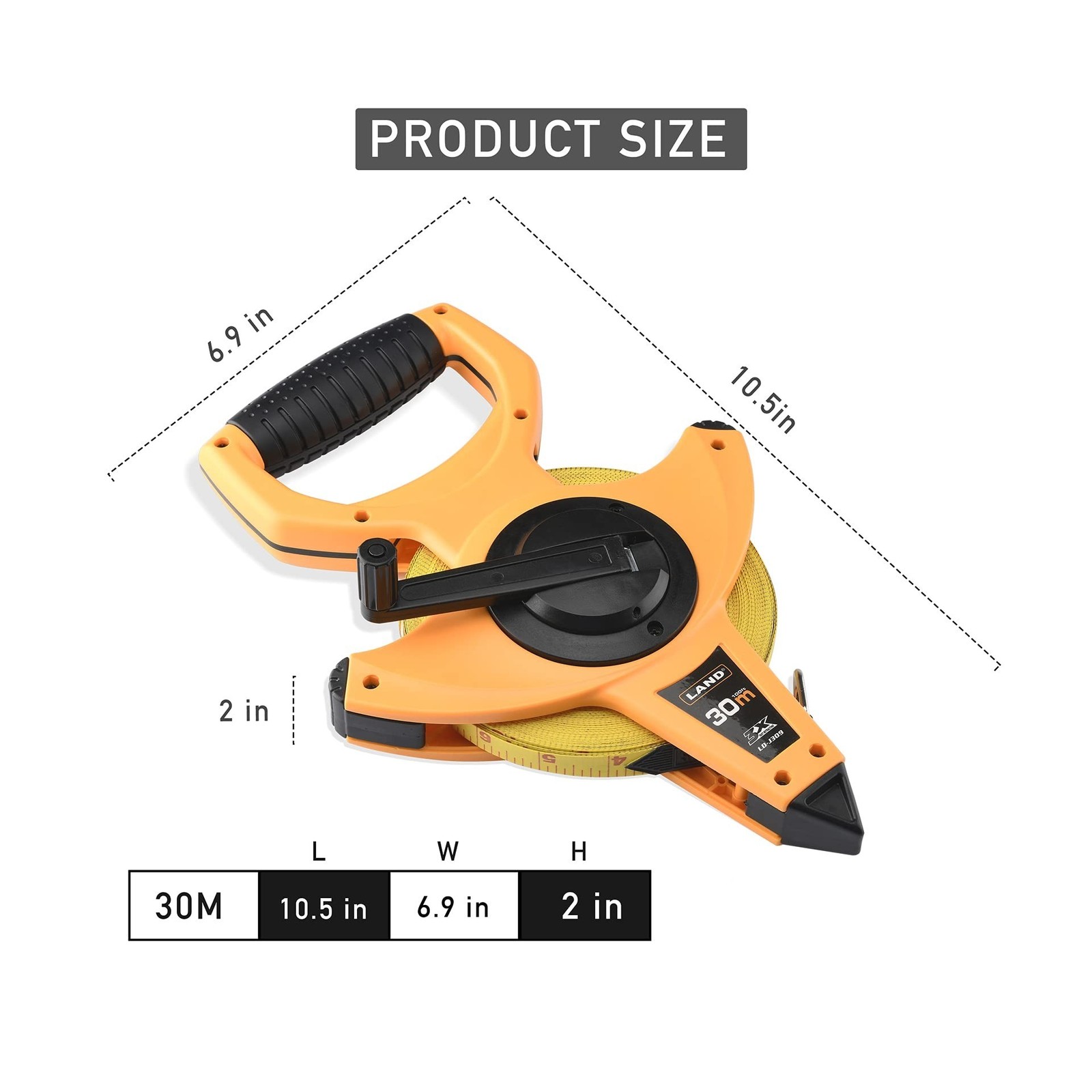 LAND 100FT/30M Heavy Duty Fiberglass Tape Measure – 1/2-Inch Wi… FAST USA SHIP