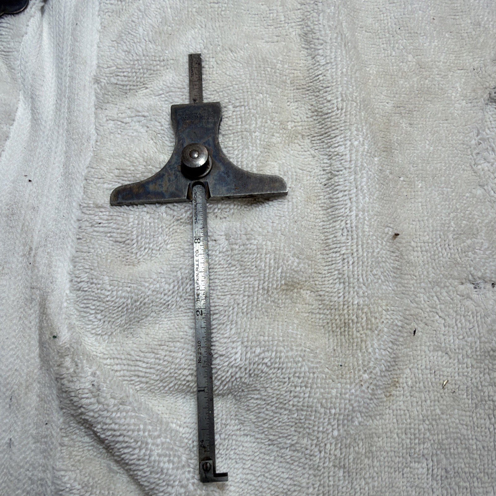 Vintage Lufkin No. 511 Depth and Angle Gage & 6″ Rule Saginaw Michigan
