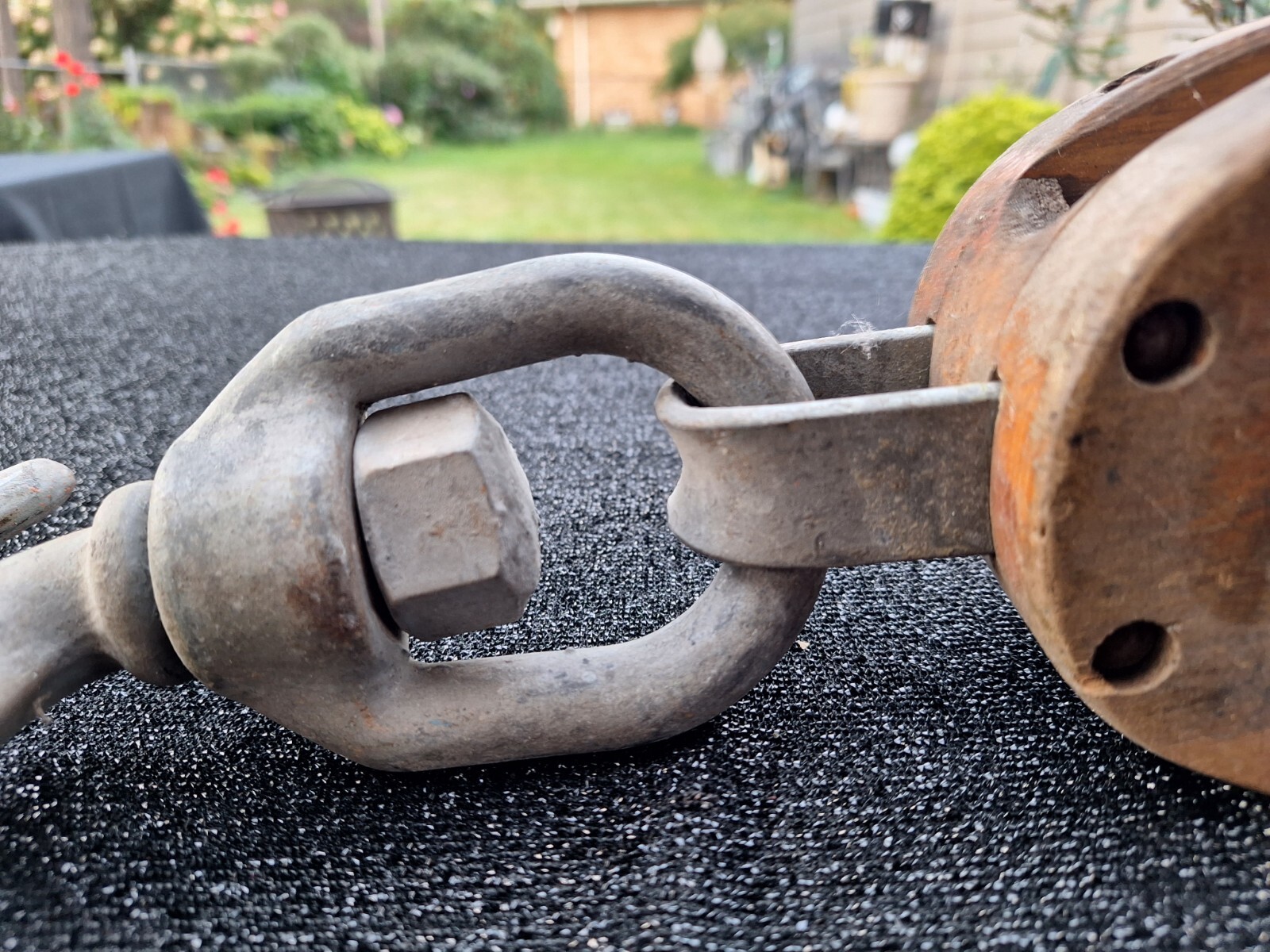 BOSTON LOCKPORT Block Co Graphite Bronze WOOD & METAL PULLEY 6″ single pulley