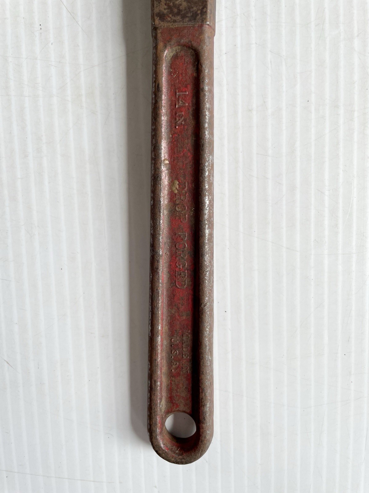 Vintage 14 inch STEEL Drop Forged Pipe Monkey Wrench, Made In USA