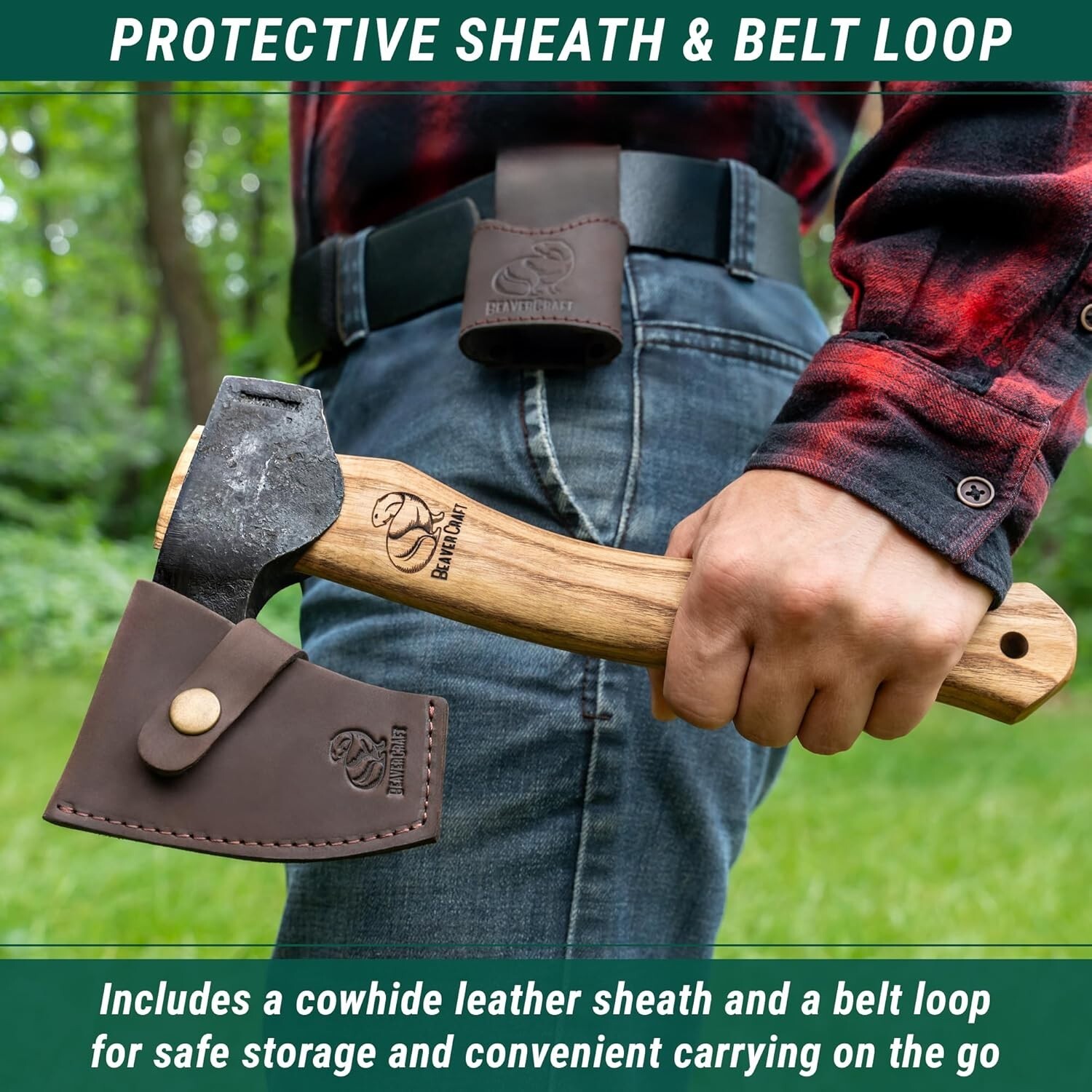 Bushcraft Hatchet Axe AX6: Hand-Forged Wood Carving Tool for Camping & Gardening