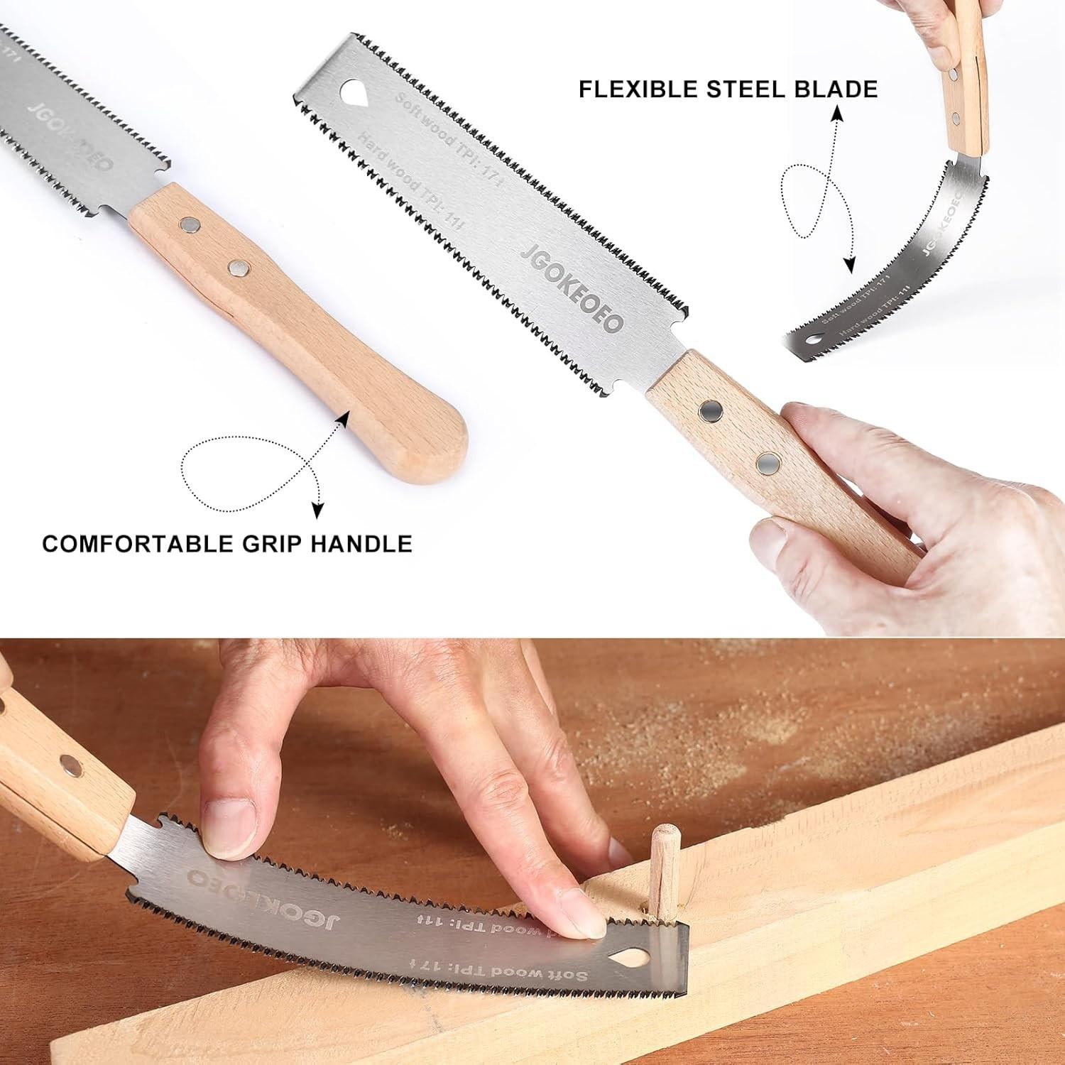 Japanese Hand Saw, 6 Inch Double Edge Flush Cut Saw, Sk5 Double Flexible Blade 1