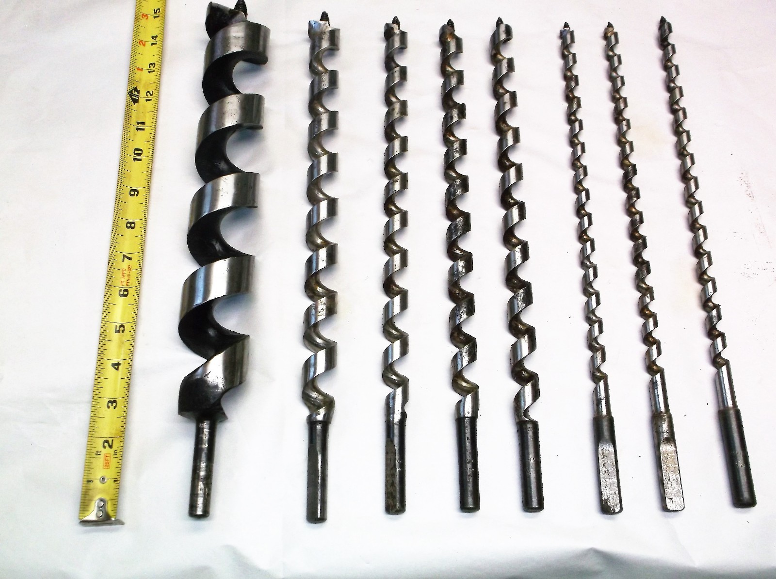 FOREST CITY BIT & TOOL Large Drill Bit Set of (8) Wood Bits w/ Canvas Holder USA