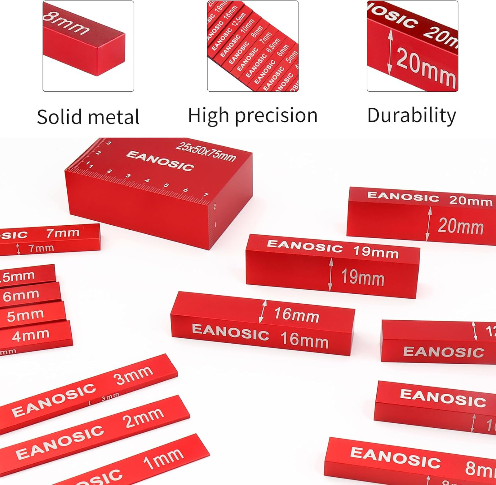 Metric Setup Blocks Height Gauge Set 15pcs Aluminum Woodworking Gauge Blocks for