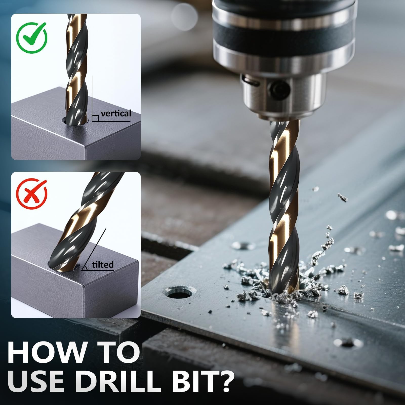29PCS Drill Bit Set 1/16″-1/2″, Black and Gold Oxide Finish Metal Drill Bits,…