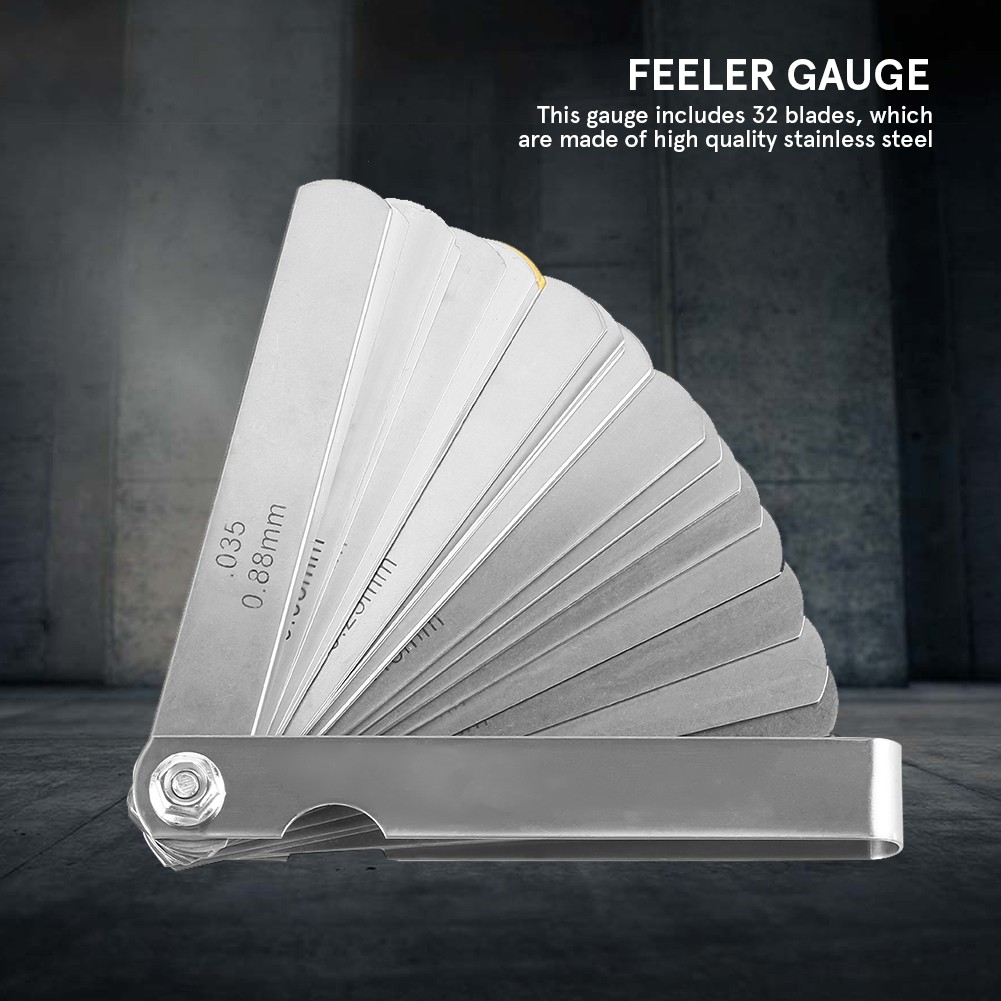 32 Blades Feeler Gauge Metric Imperial 0.04-0.88mm Measurement Tool