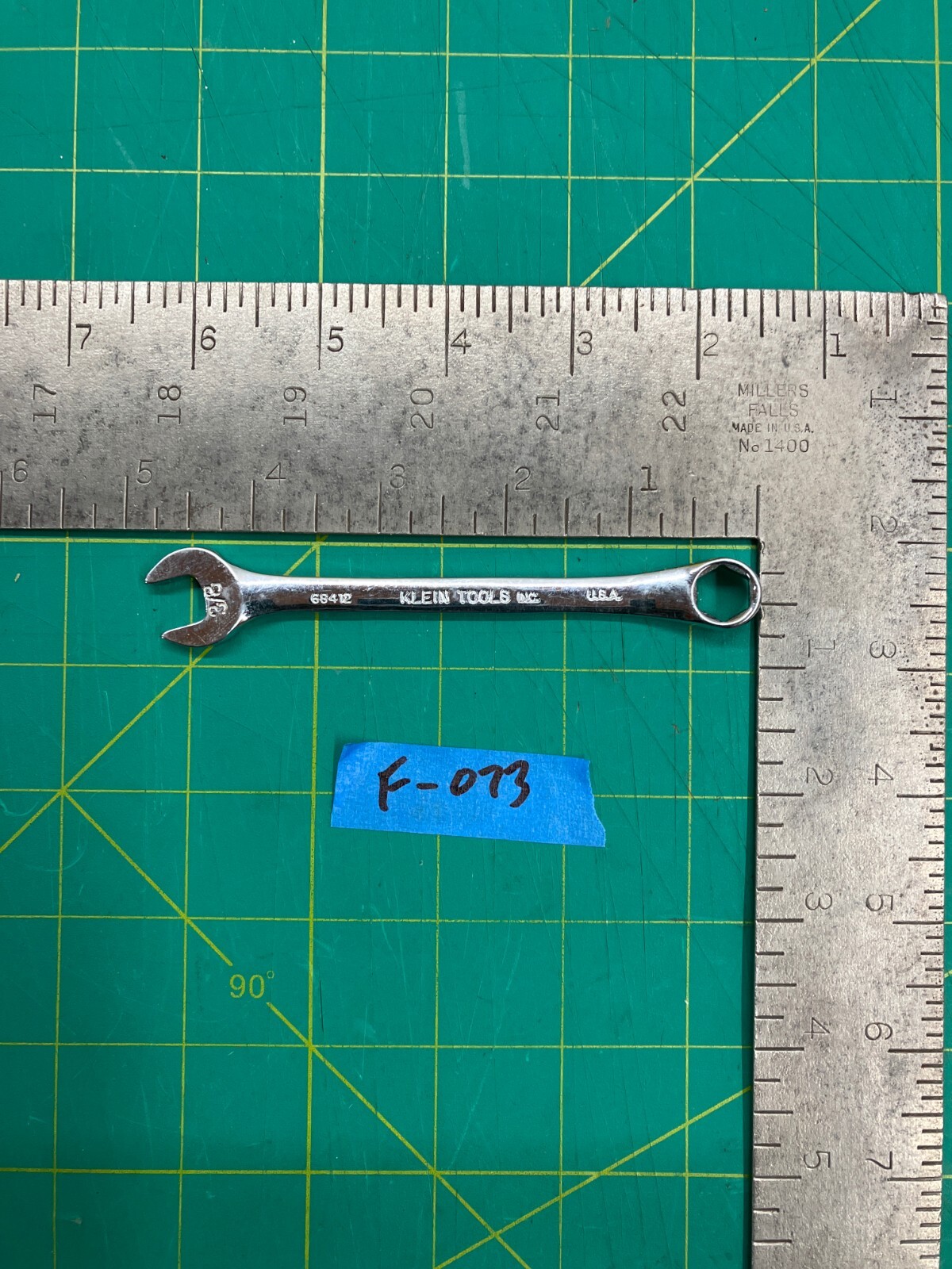 Vintage 5″ Klein Tools Inc. No. 68412 Combination Wrench 3/8″ SAE, Made in USA
