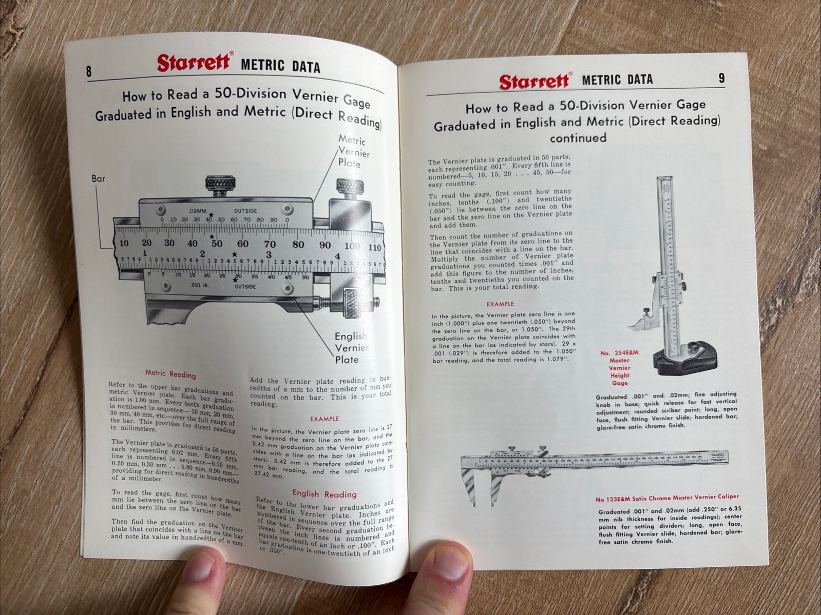 STARRETT METRIC CONVERSION DATA 1975 Vintage Booklet No. 1208 Athol MA