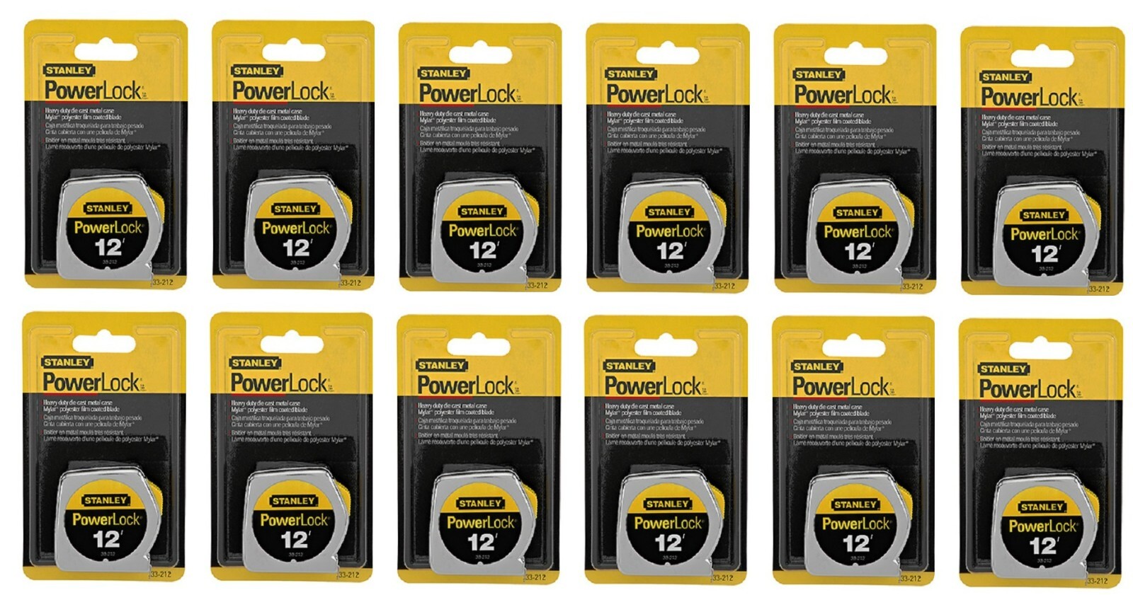 Stanley 33-212 1/2″ x 12′ foot Powerlock Tape Rule Measure – Pack of 12