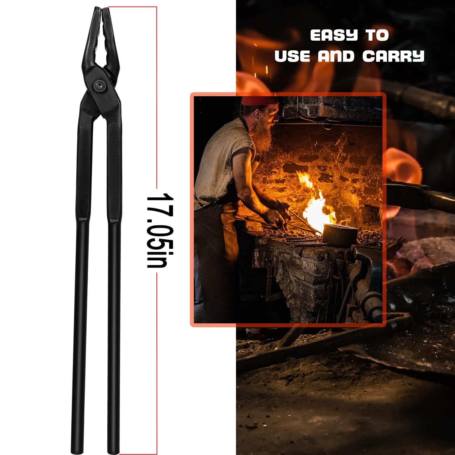 Upgraded Tongs Wolf Jaw or Beginner & Seasoned blacksmiths 17 in (430 mm)