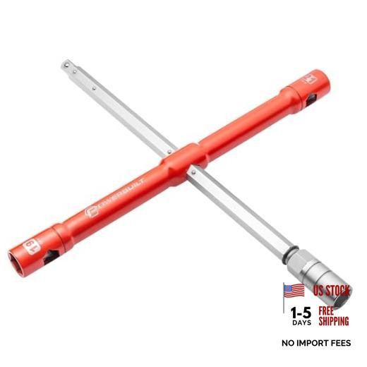 Universal Compact Lug Wrench Set – 4-Way Tire Iron with 17mm, 19mm, 21mm