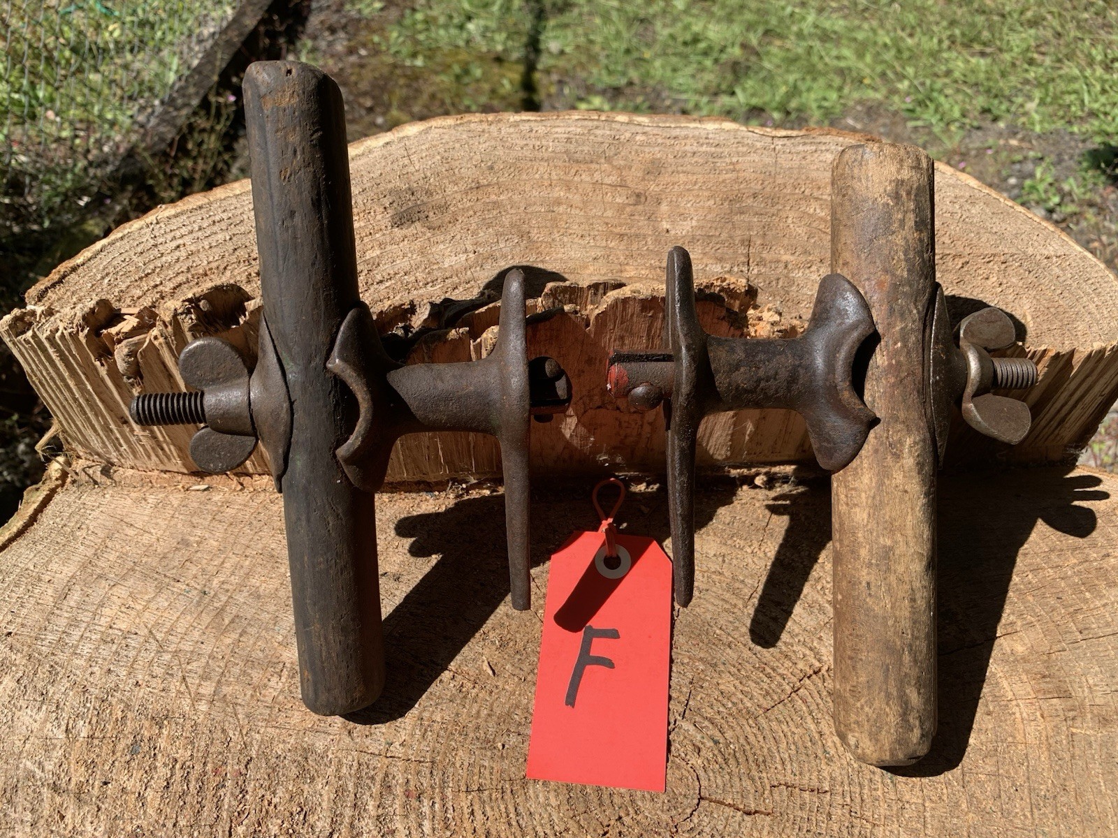 PAIR REVERSIBLE CROSSCUT SAW FALLING BUCKING HANDLES LOGGER LOGGING LUMBERJACK