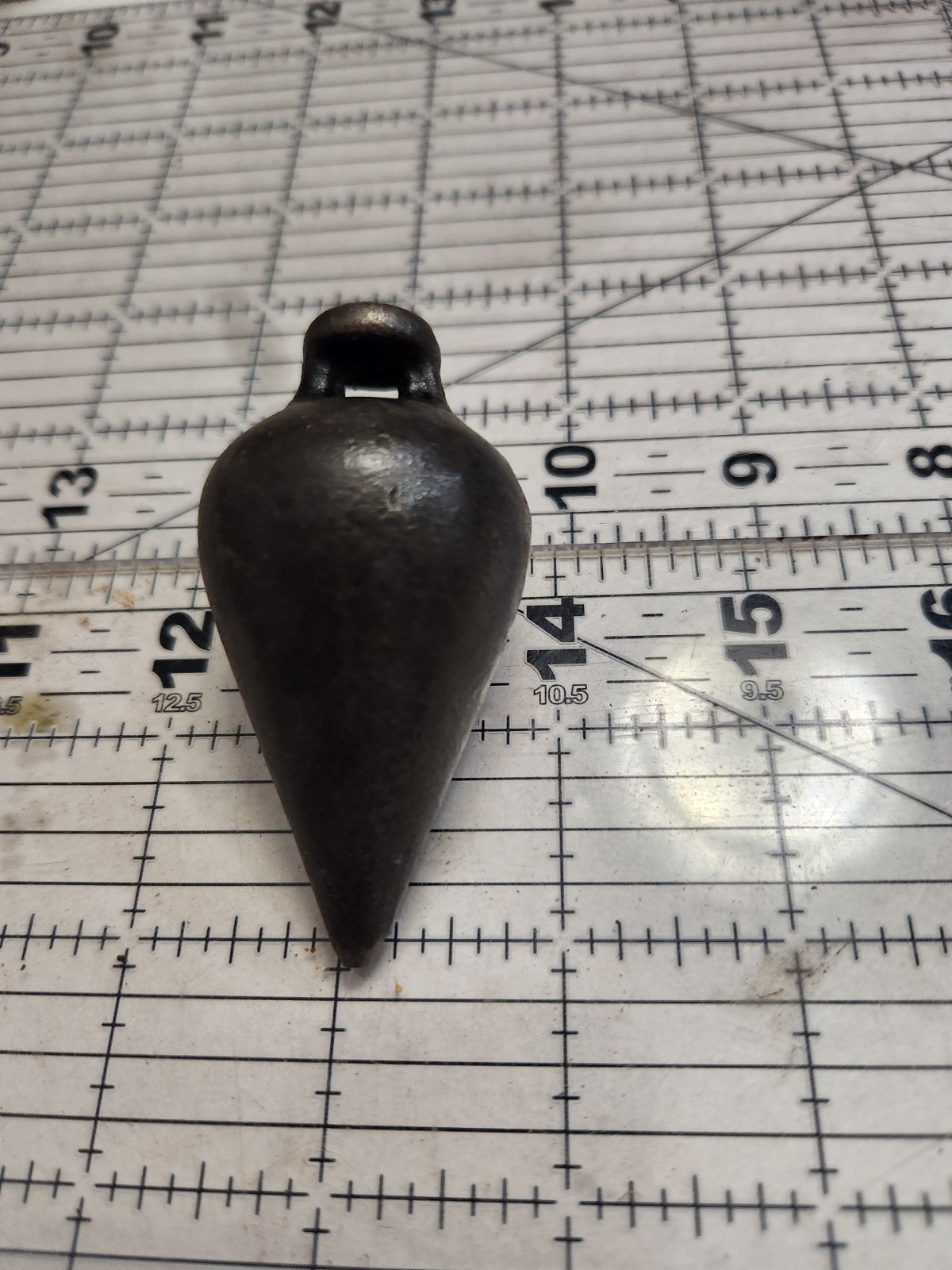 Vintage Cast Iron Plumb Bob Tool Pear Tear Drop Shape Black