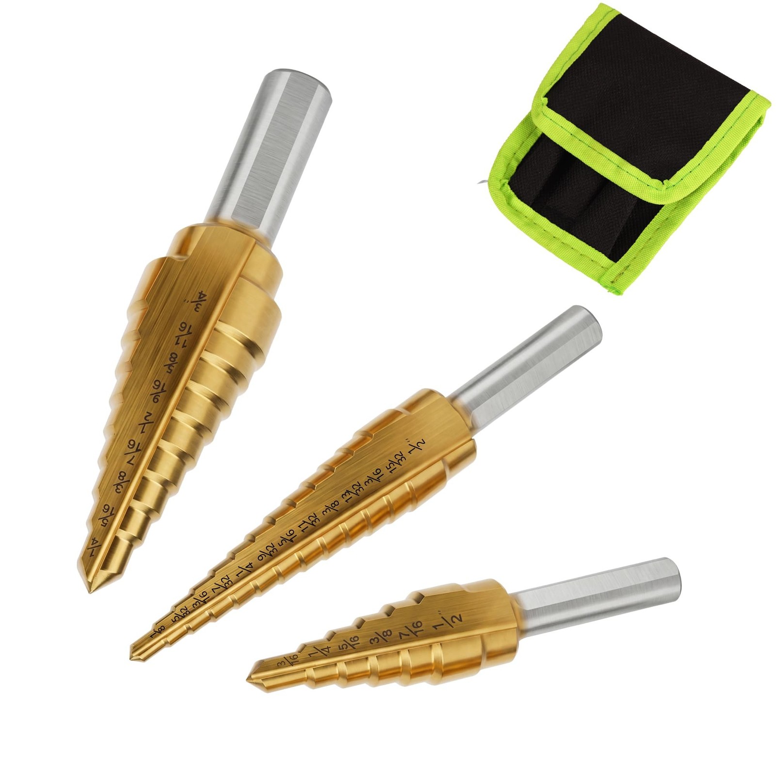 Step Drill Bits 3Pcs-Titanium Coated High Speed Steel Step Drill Bit Set Unib…
