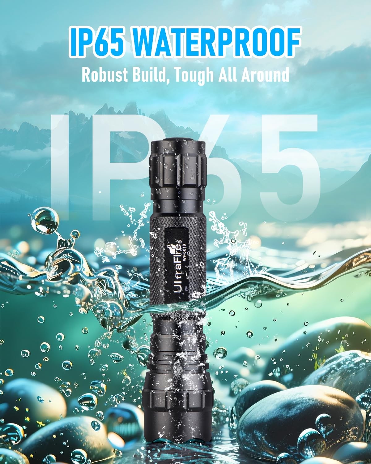 Tactical Flashlight with Holster, Single Mode LED Small, Black