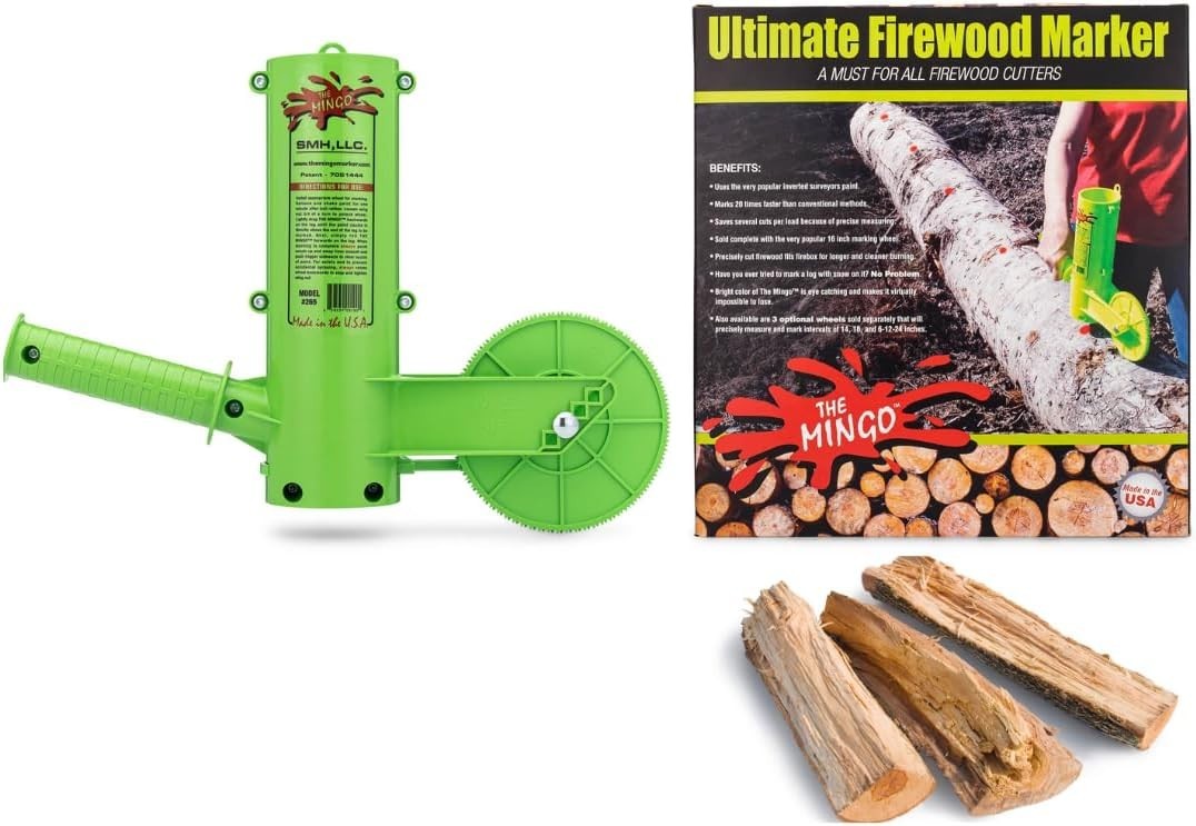 16-Inch Firewood Marking Wheel – Detachable Metal Log Measuring Tool – Green