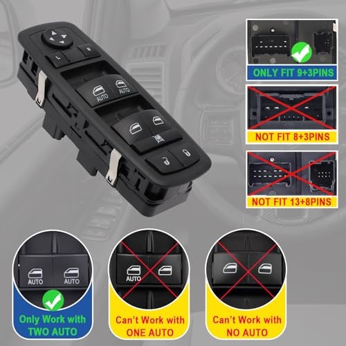 Master Power Window Switch Driver 9+3 Pin; w/o Power Folding Mirror; 4 Door