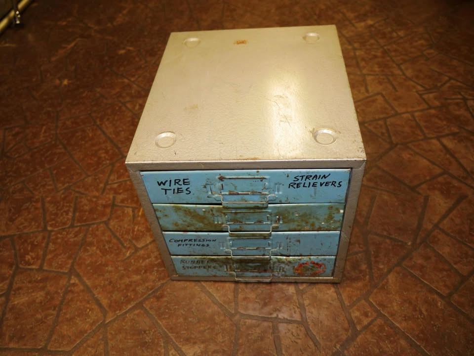 (2) Vintage UNION CABINET MODEL 410 4 Drawer Metal parts cabinets for hardware