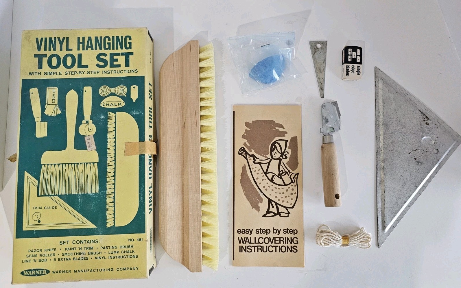 Vintage Warner Vinyl Hanging Tool Set No 481 Wallpaper Tools In Box Instructions