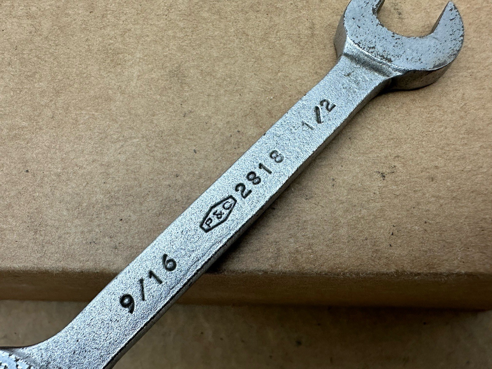 Vintage ** P & C *** Tools 1/2″ & 9/16″ Double Open End Wrench 2818 USA