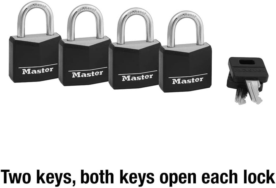Black Outdoor Key Lock, Standard Weather Resistant Padlock with Cover, Keyed Ali