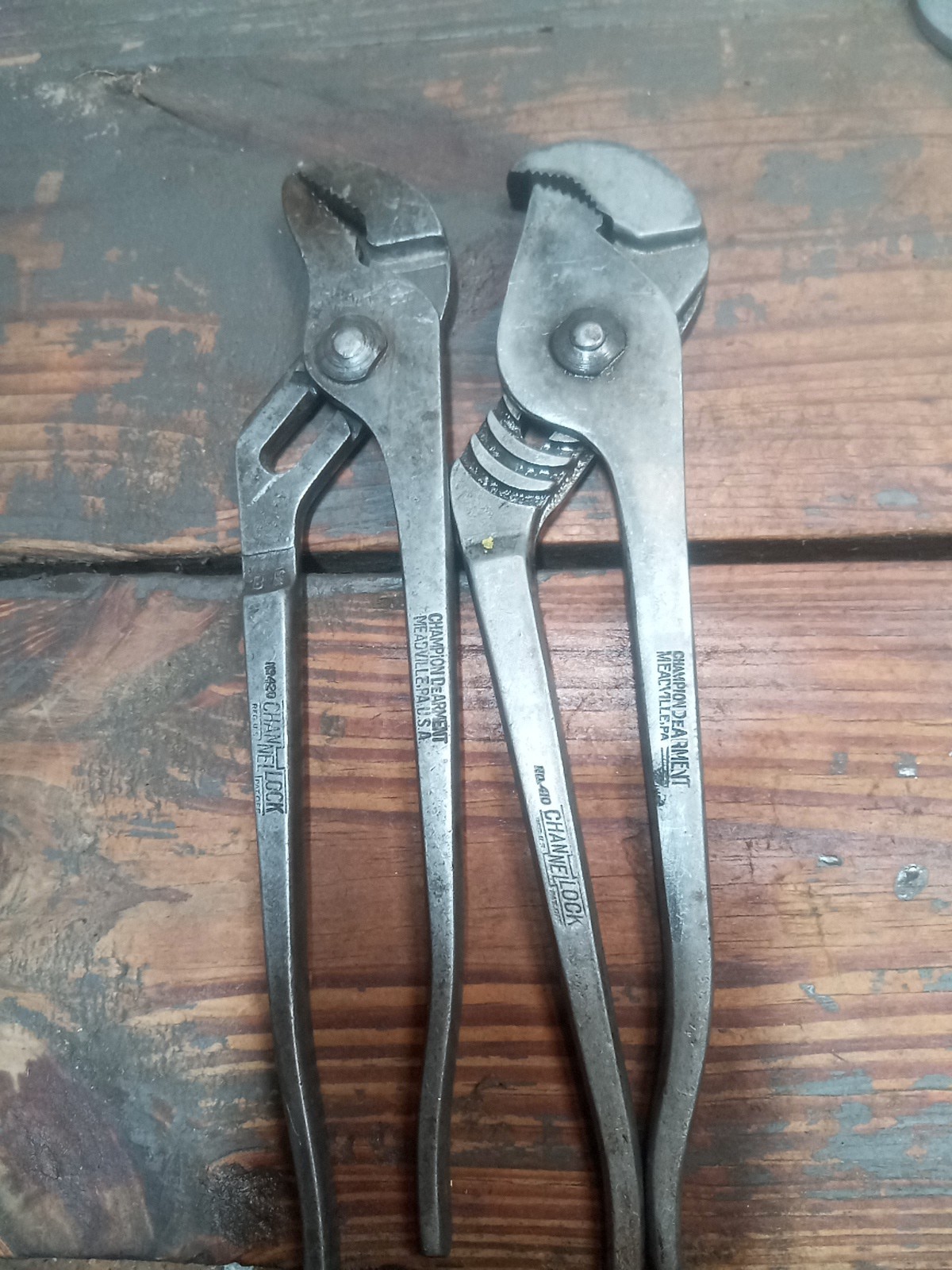 Lot Of 2 Vintage Channelock Pliers. Champion DeArment #420 (1953)And #410(1983)