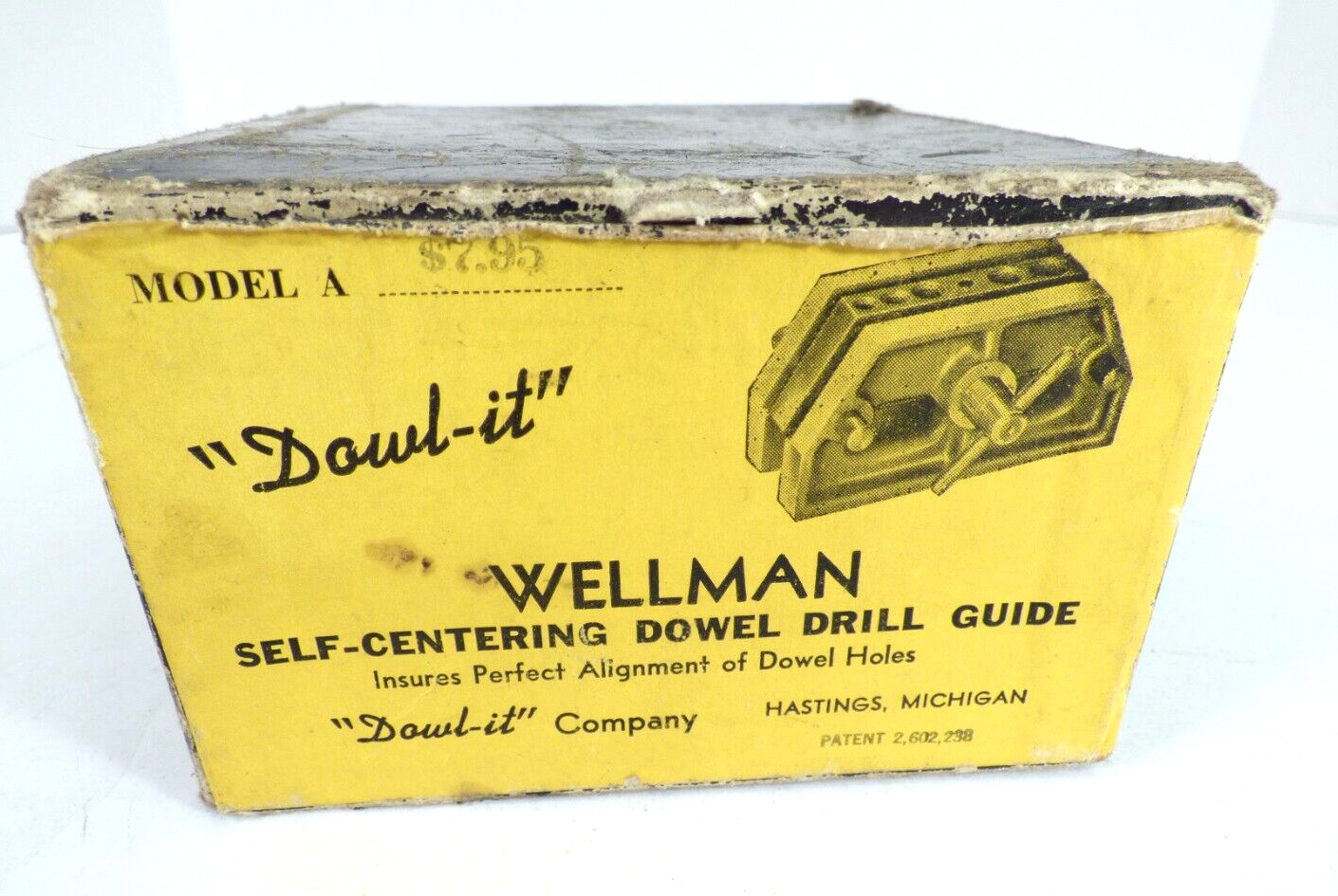 Vintage Original Box “Dowl-It” Wellman Self-Centering Dowel Drill Guide