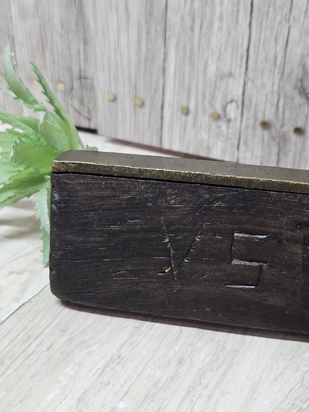 Antique Wood & Steel Try Square Carpenter Woodworking Layout Tool Brass Inlay…
