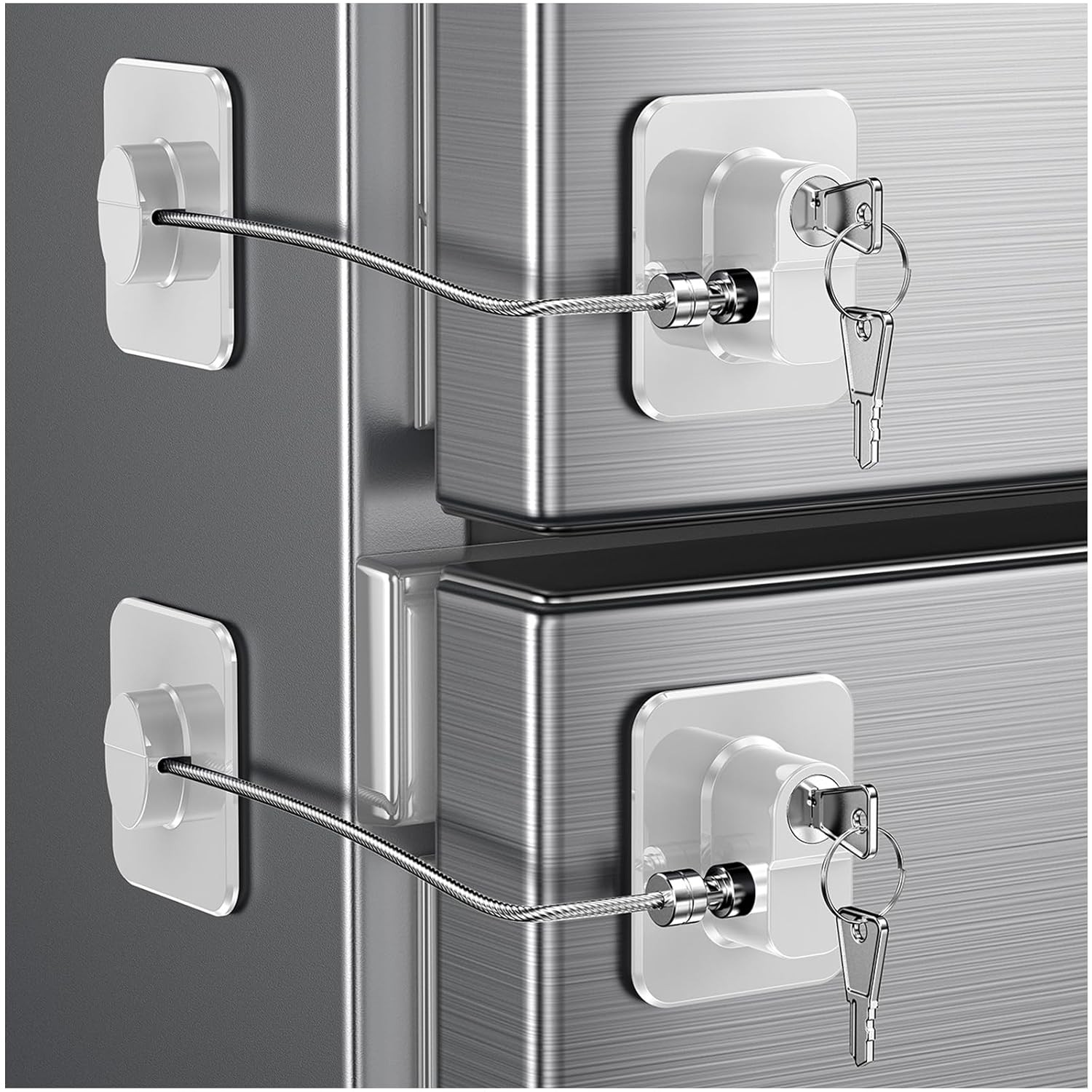 2 Pack Refrigerator Door Lock, Child Proof Fridge Lock 2 pcs White